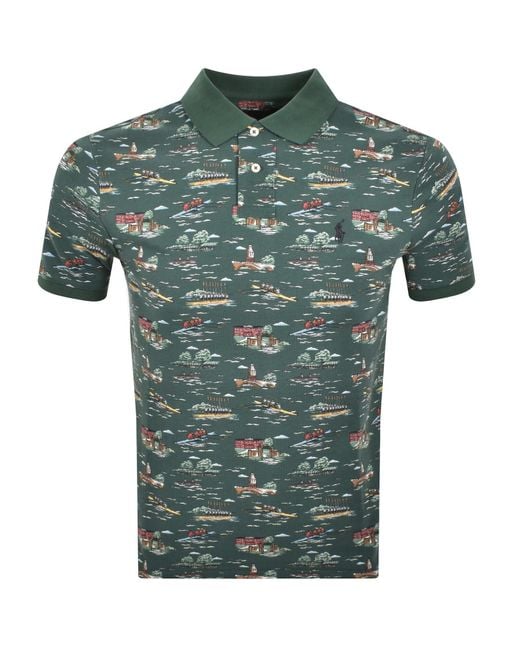 Ralph Lauren Green Custom Slim Polo T Shirt for men