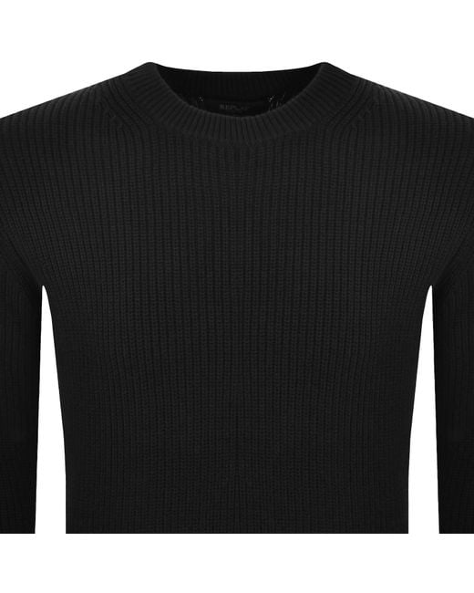 Replay Black Crew Neck Knit Jumper for men