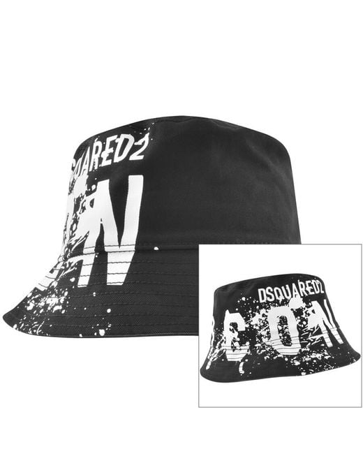 DSquared² Black Icon Splash Bucket Hat for men