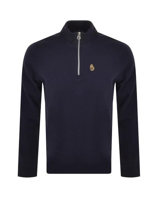 Luke 1977 Blue Quarter Zip Sydney Sweatshirt for men