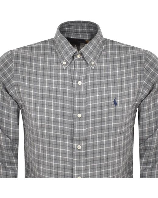 Ralph Lauren Gray Check Long Sleeved Shirt for men