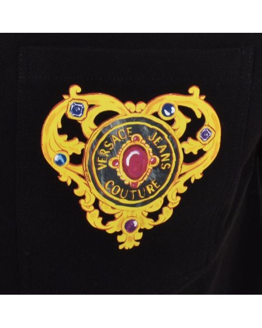 Versace Black Couture Heart Polo T Shirt for men
