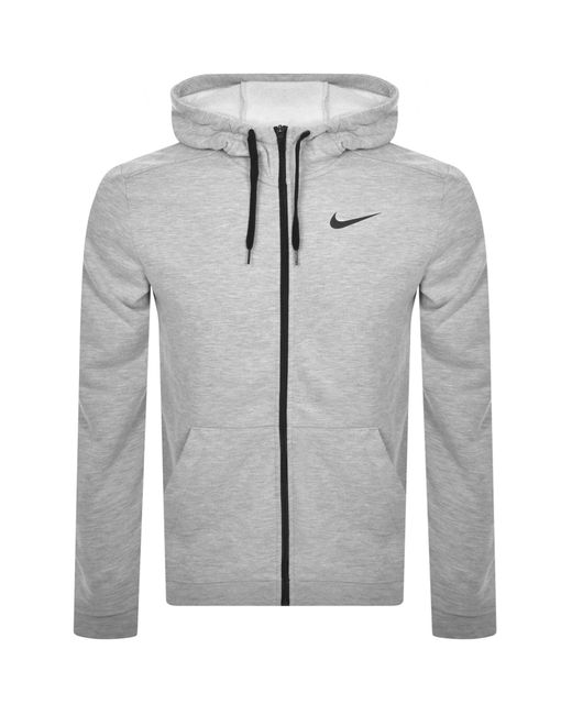 Nike Gray Training Full Zip Dri Fit Logo Hoodie for men