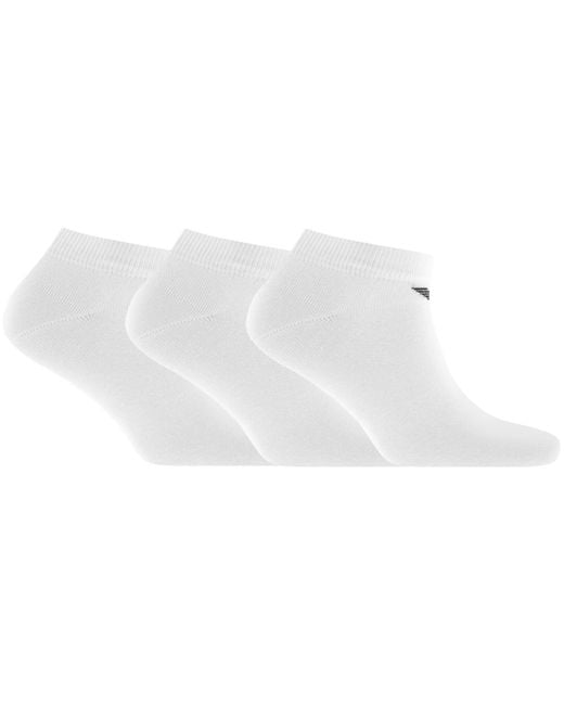 Armani White Emporio 3 Pack Trainer Socks for men