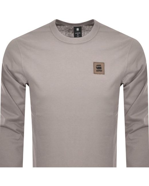 G-Star RAW Gray Raw Premium Base Long Sleeve T Shirt for men