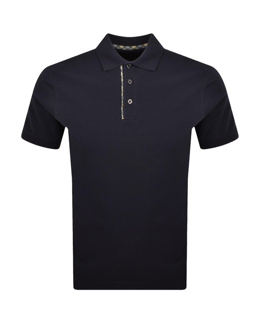 Barbour Blue Reston Tartan Trim Polo for men