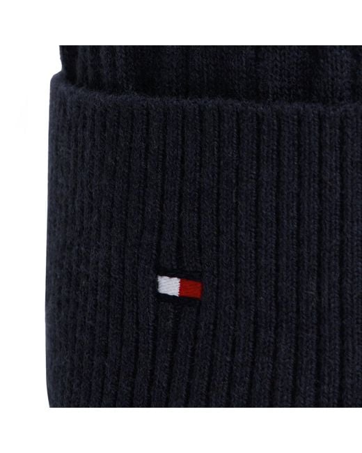 Tommy Hilfiger Blue Cable Knit Beanie Hat for men