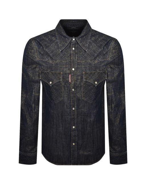 DSquared² Blue Denim Lurex Shirt for men