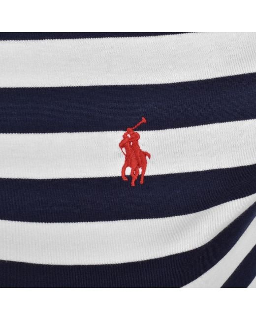Ralph Lauren Blue Slim Fit Stripe T Shirt for men