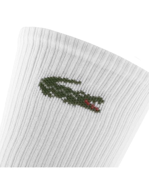 Lacoste White 6 Pack Sport Crew Socks for men
