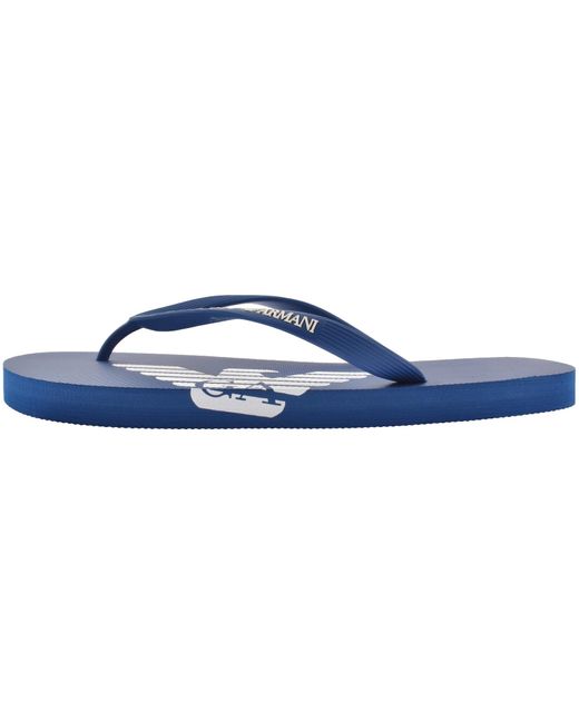 Armani Blue Emporio Logo Flip Flops for men