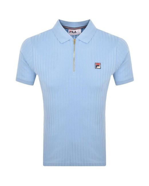 Fila Blue Pannuci Zip Polo T Shirt for men