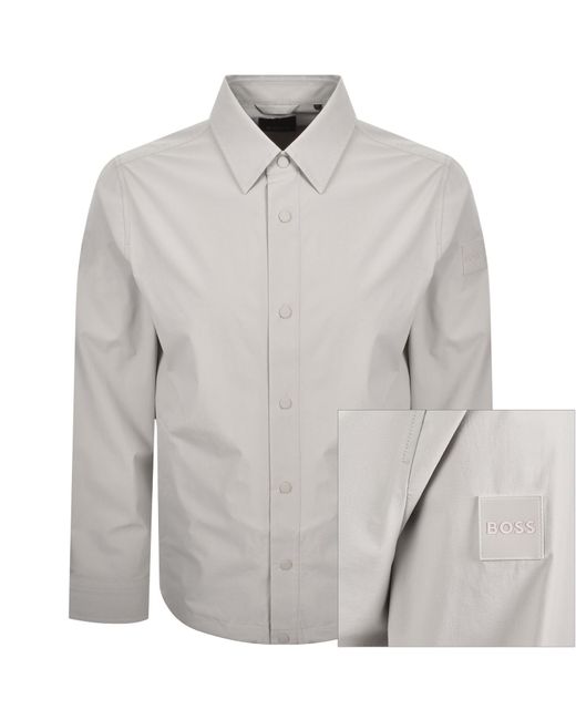Boss Gray Boss Leldon Long Sleeved Overshirt for men