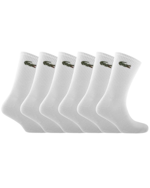 Lacoste White 6 Pack Sport Crew Socks for men