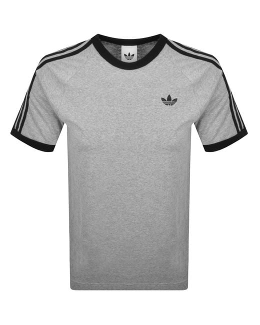 Adidas Originals Gray 3 Stripes T Shirt for men