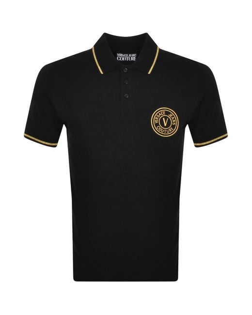 Versace Jeans Black Couture V Emblem Polo T Shirt for men
