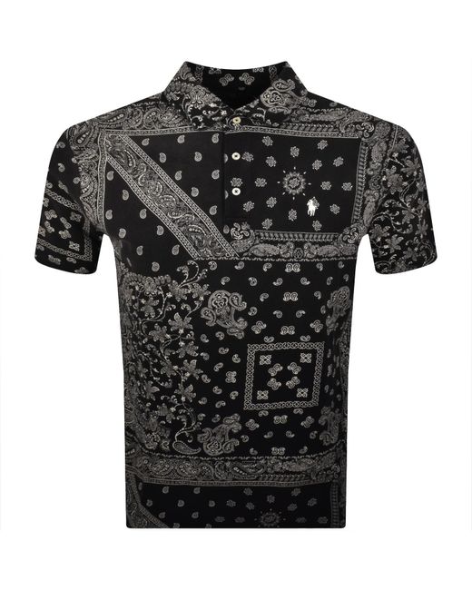 Ralph Lauren Bandana Print Polo T Shirt in Black for Men | Lyst
