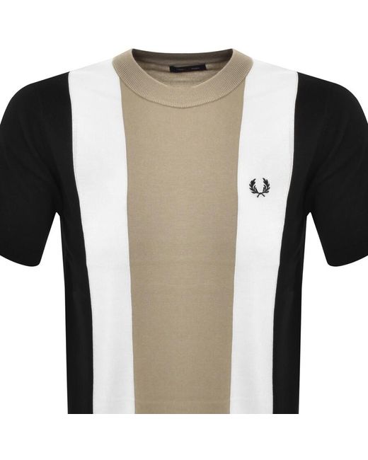 Fred Perry Black Stripe Fine Knit T Shirt for men