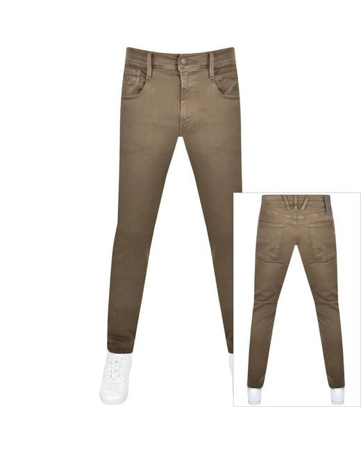 Replay Brown Anbass Hyperflex Slim Fit Jeans for men