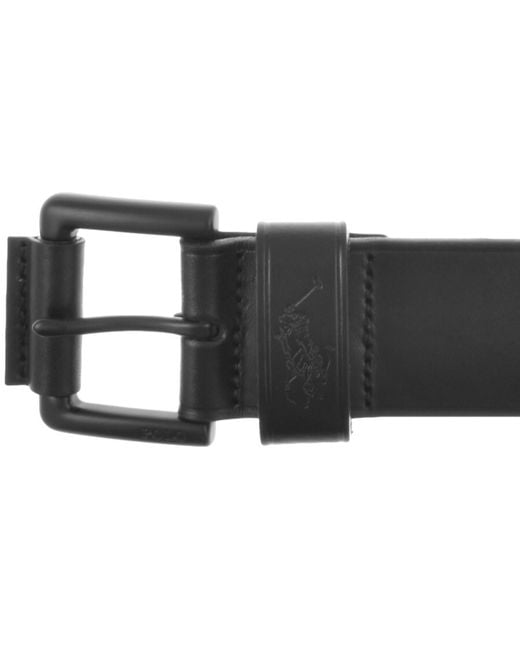 Ralph Lauren Black Polo Keep Leather Belt for men