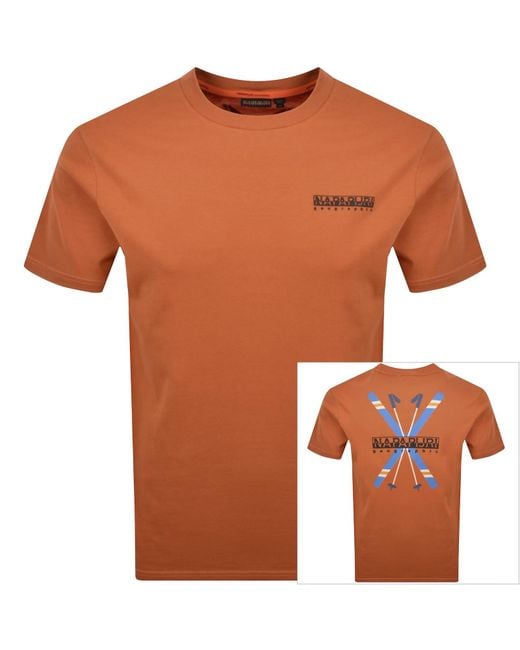 Napapijri Orange S-Fiemme T Shirt for men