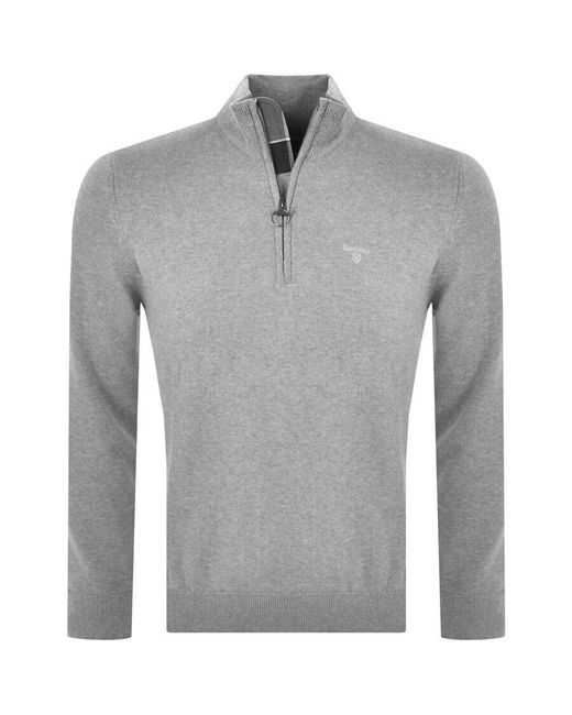 Barbour Gray Half Zip Knit Jumper Marl for men