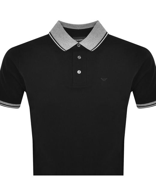 Armani Black Emporio Tipped Polo T Shirt for men