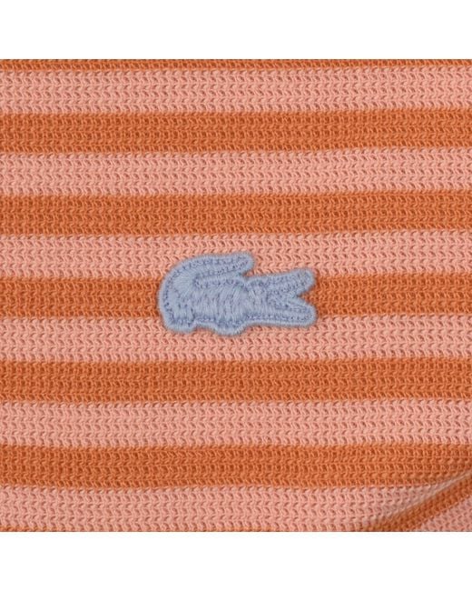 Lacoste Orange Stripe Polo T Shirt Coral for men
