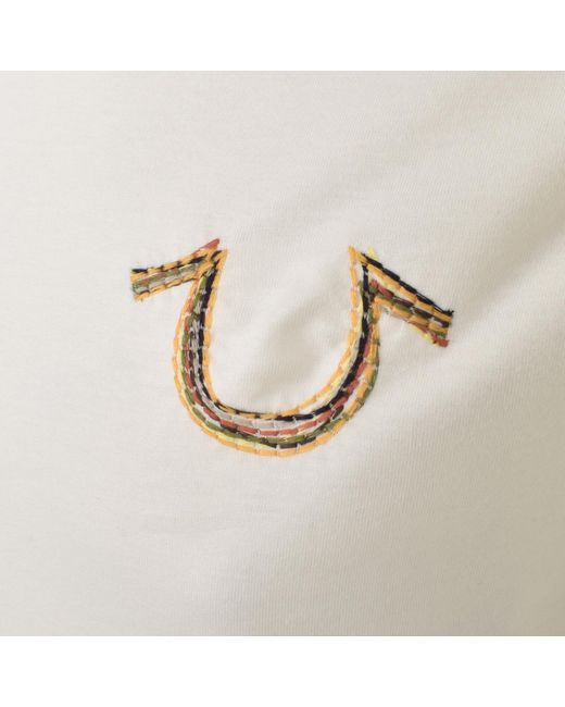 True Religion White Embroidered Logo T Shirt for men