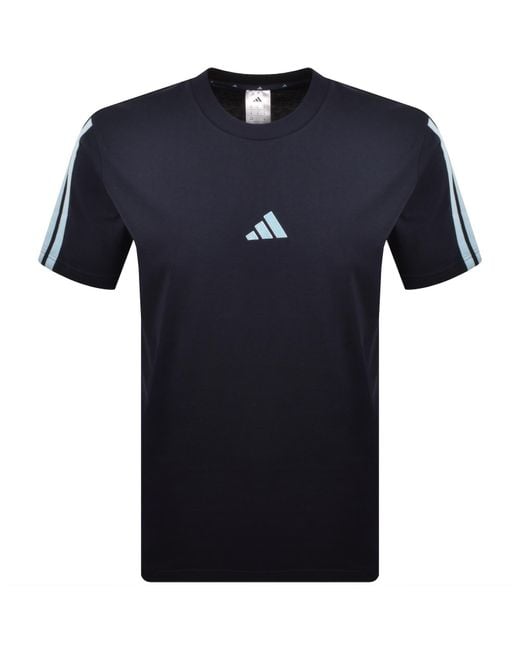 Adidas Blue 3 Stripes T Shirt for men