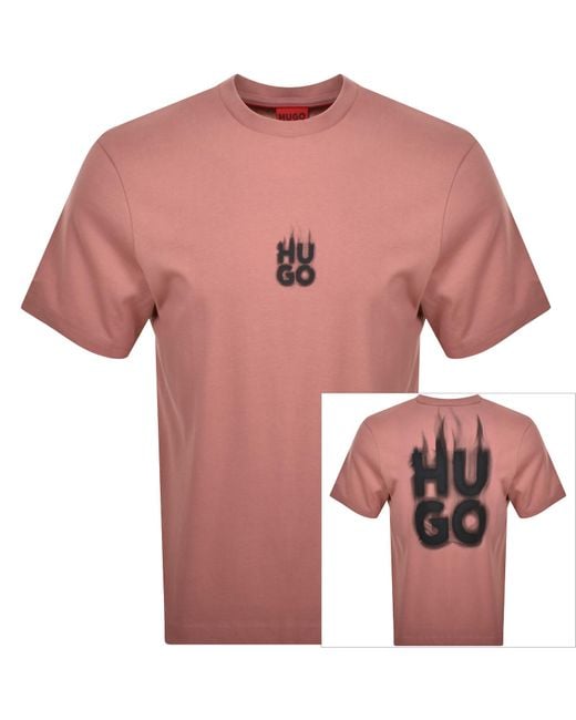 HUGO Pink Dalsar T Shirt for men