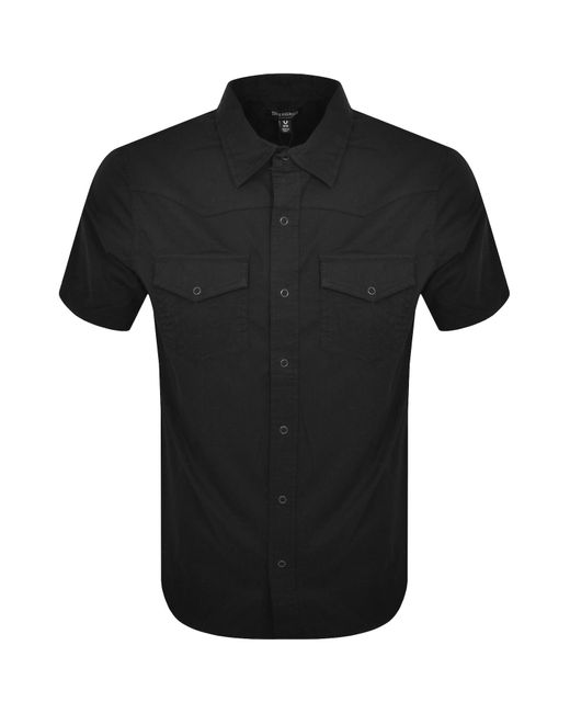 True Religion Black Woven Short Sleeve Shirt for men