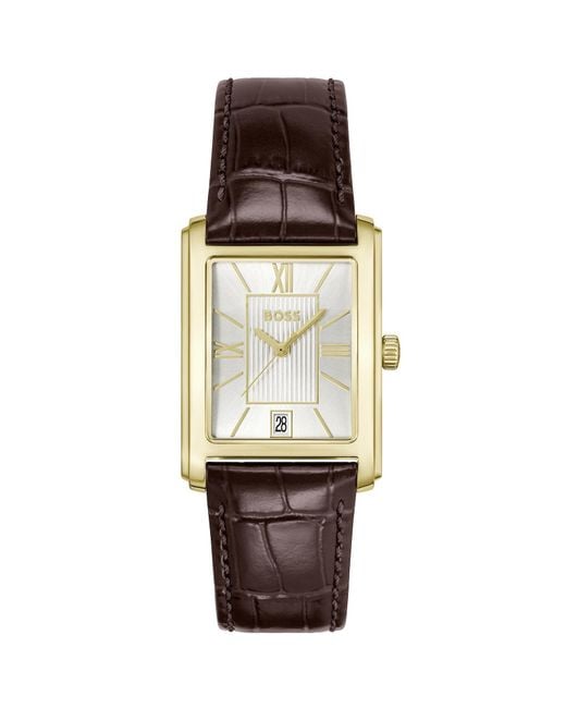 BOSS BUSINESS Brown Boss Principle Dress Leather Watch for men