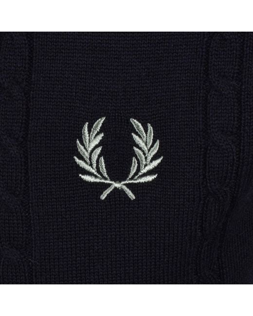 Fred Perry Black Cable Knit Polo Shirt for men