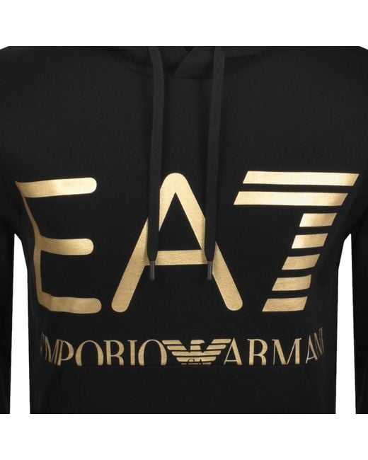 EA7 Black Emporio Armani Logo Hoodie for men