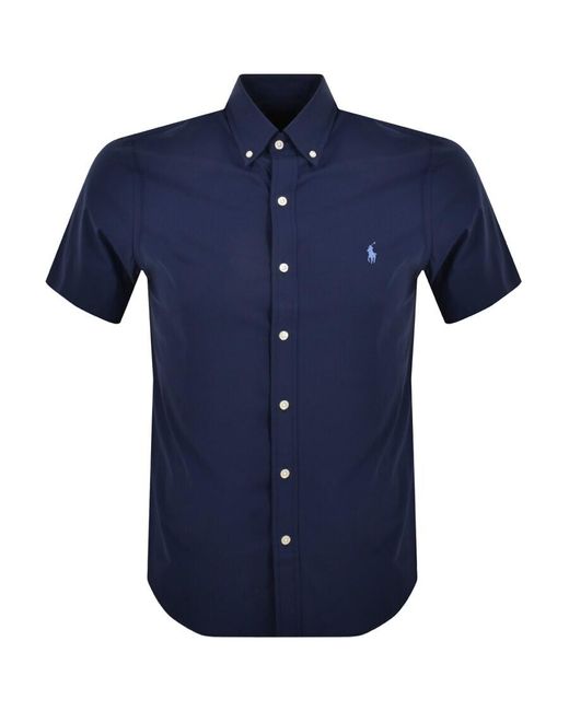 Ralph Lauren Blue Oxford Short Sleeve Shirt for men