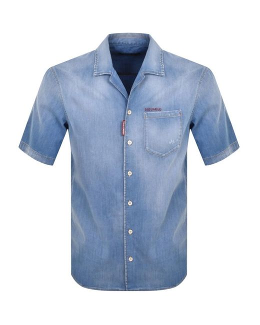 DSquared² Blue Notch Bowling Shirt for men