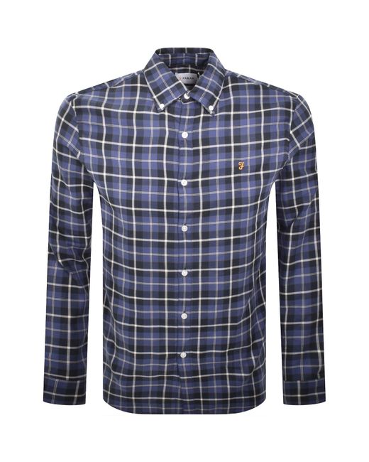 Farah Blue Farah Macgregor Long Sleeve Shirt for men