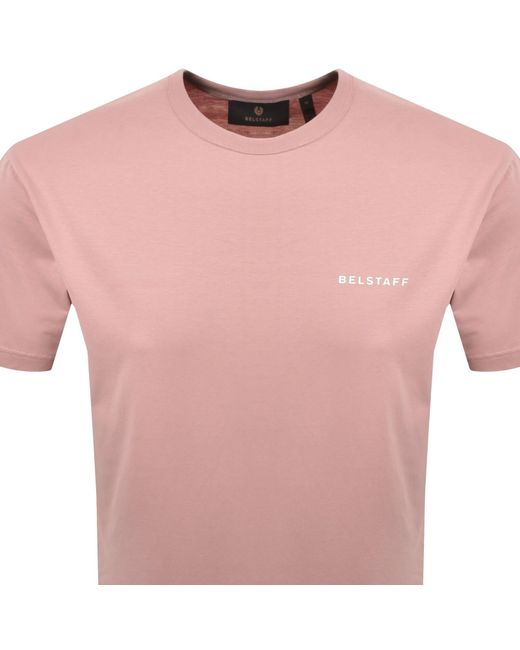 Belstaff Pink Relaxed Fit Border T Shirt Dusk for men