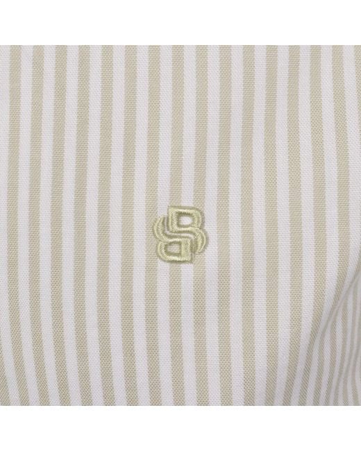 BOSS BUSINESS Gray Boss H Liam Striped Shirt Open for men