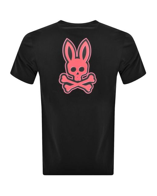 Psycho Bunny Black Sloan Back Graphic T Shirt for men