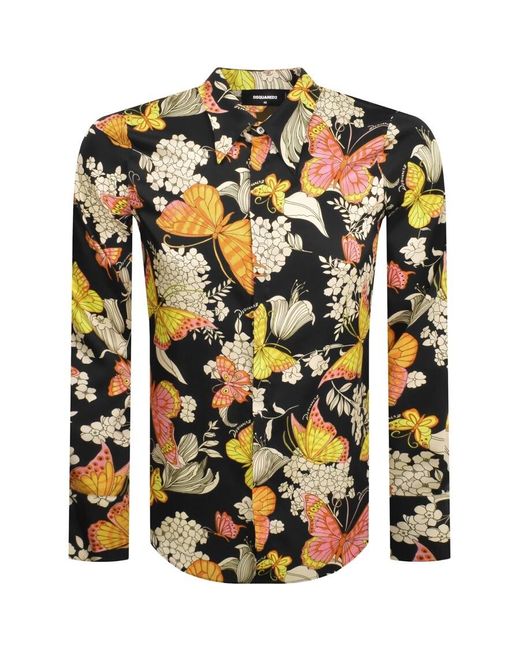 DSquared² Brown Butterfly Long Sleeve Shirt for men