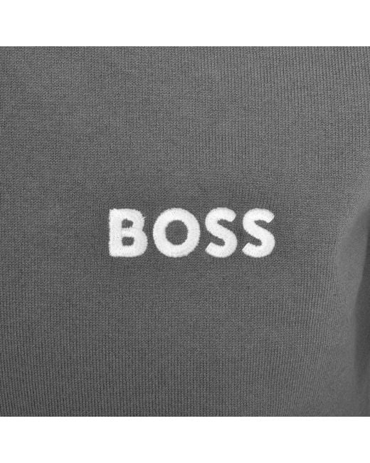 Boss Gray Boss Zelchior Half Zip Knit Jumper for men