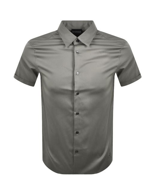 Armani Gray Emporio Short Sleeved Shirt for men