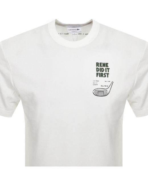 Lacoste White Crew Neck Tennis Logo T Shirt for men