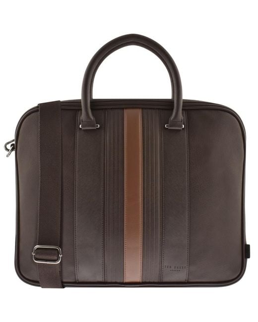 Ted Baker Nevver Striped Pu Document Bag in Brown for Men Lyst