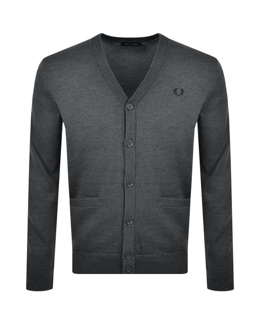 Fred Perry Gray Classic Knit Cardigan for men