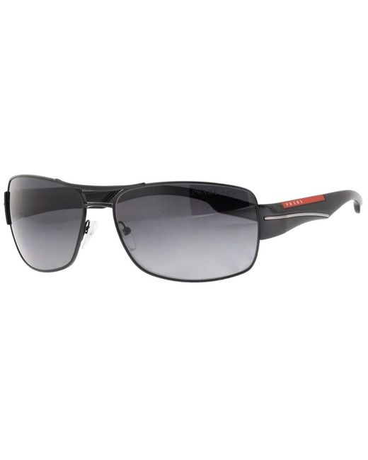 Prada Linea Rossa Black 53ns Polarized Navigator Sunglasses for men