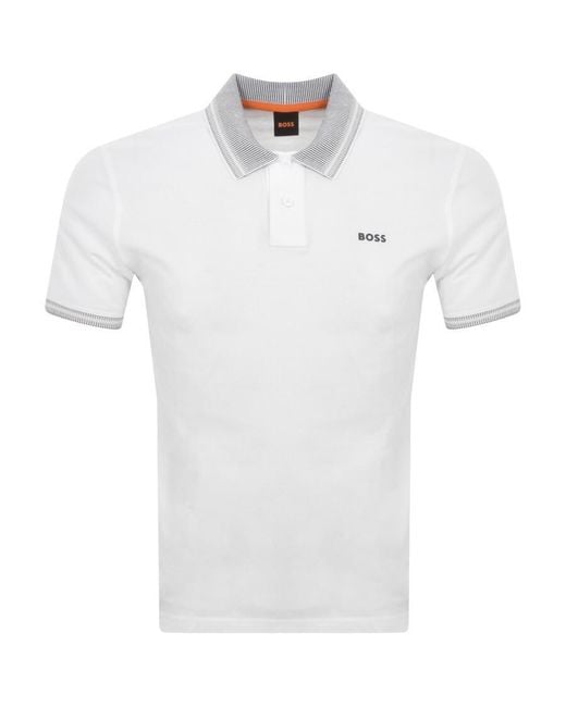 Boss White Boss Pe Glitch Knit Polo T Shirt for men