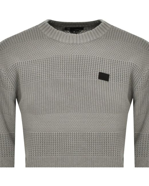 G-Star RAW Gray Raw Hori Structure Knit Jumper for men